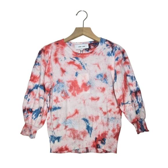 John + Jenn Chill Tie Dye Cropped Sweatshirt Lava Bust 1/2 Sleeve Size Small - Picture 2 of 8